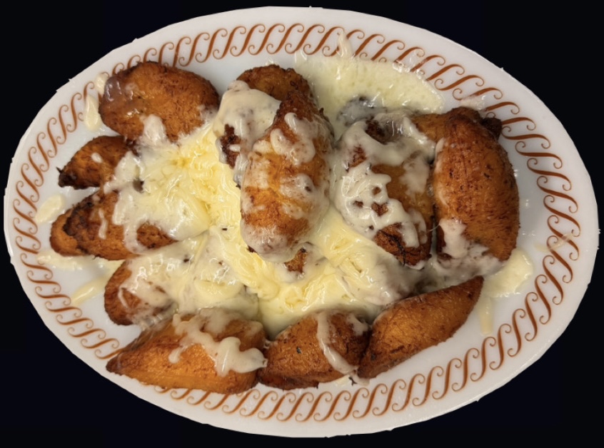 Maduros fritos con queso derretido